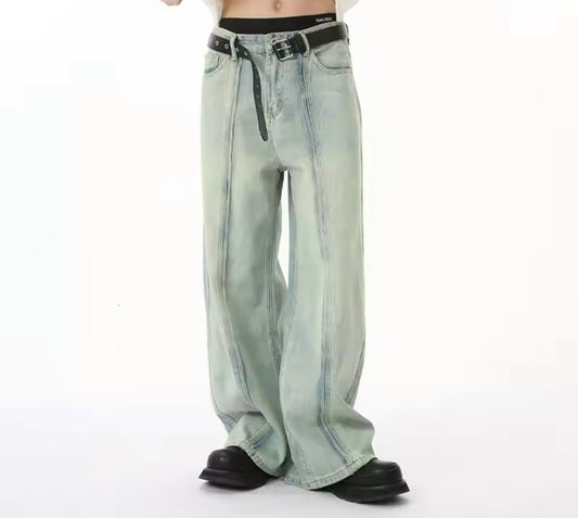 Light Blue Embroidered Baggy Jeans - Kore Clothing