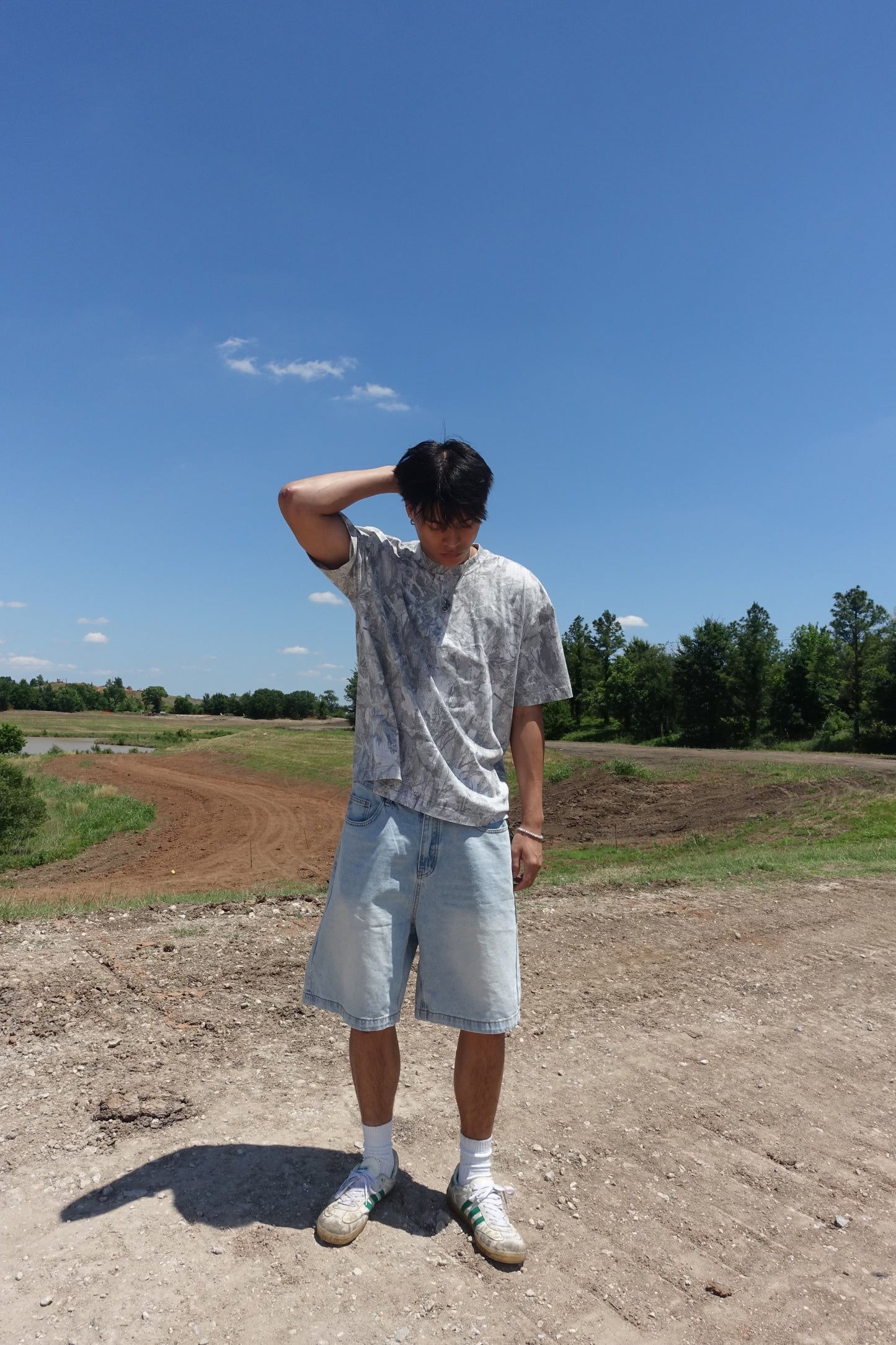 Faded Light Blue Baggy Jorts