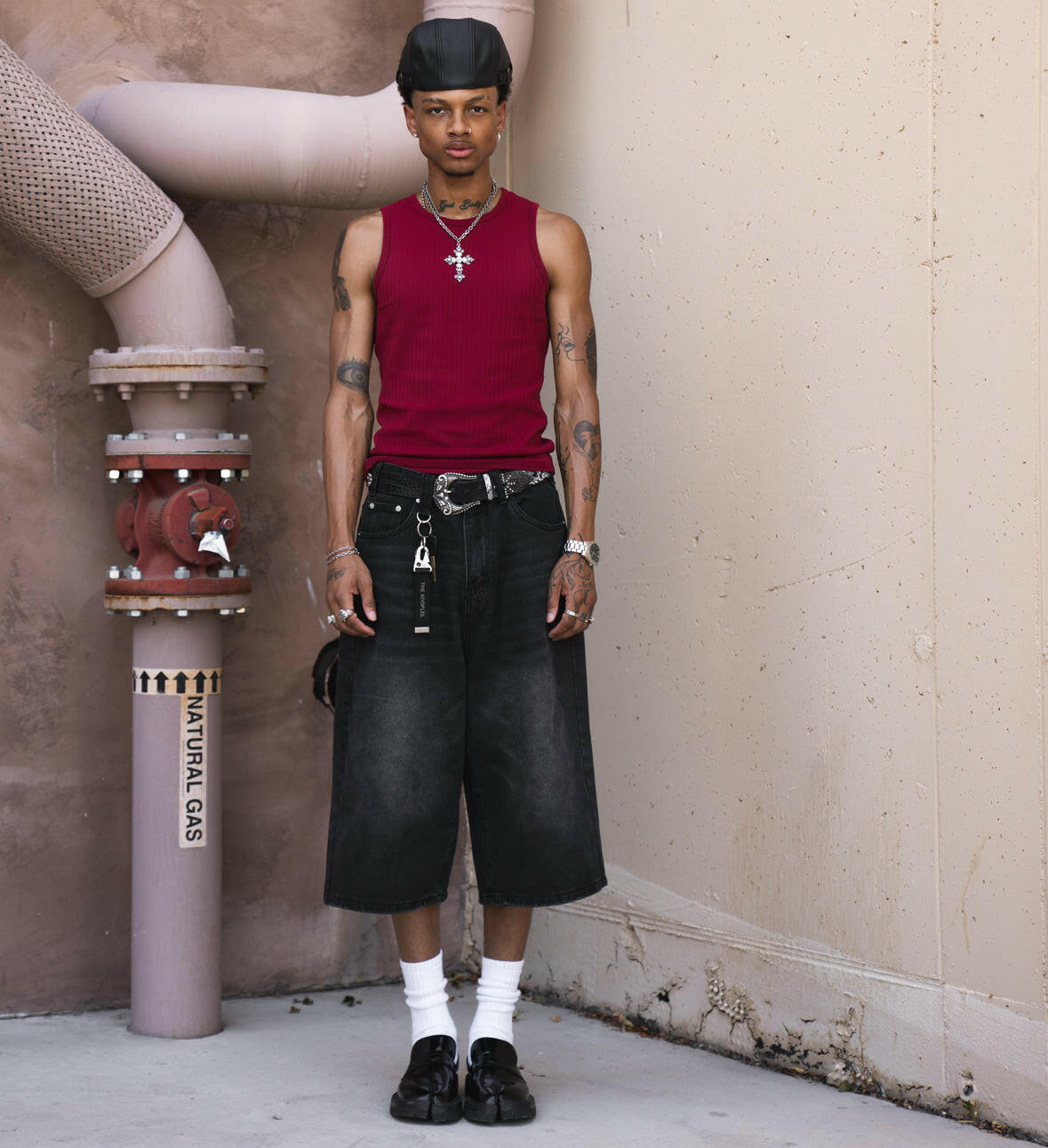 Faded Black Baggy Long Jorts