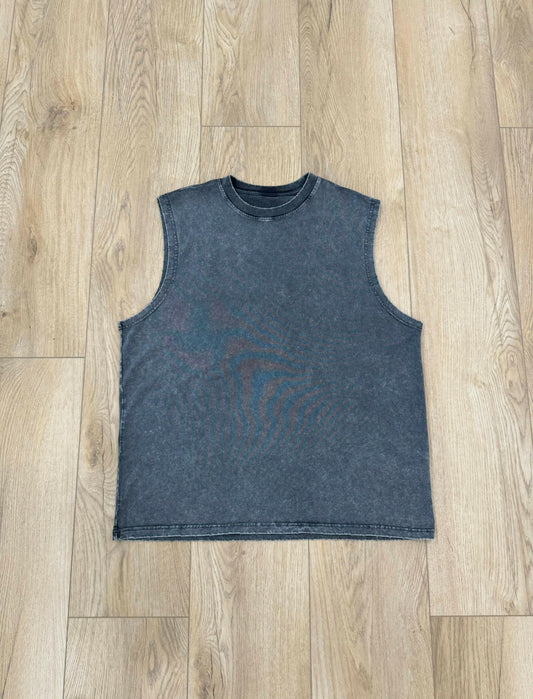 Faded Charcoal Gray Cut Off T-Shirt - Kore Clothing
