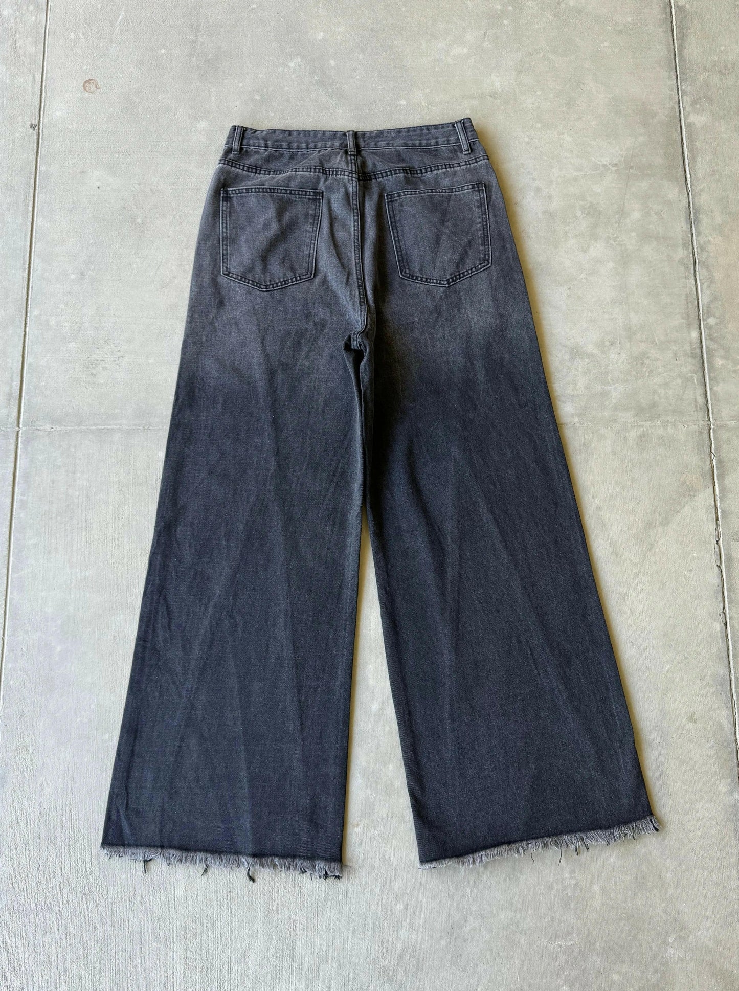 Faded Black Embroidered Baggy Jeans Kore Clothing