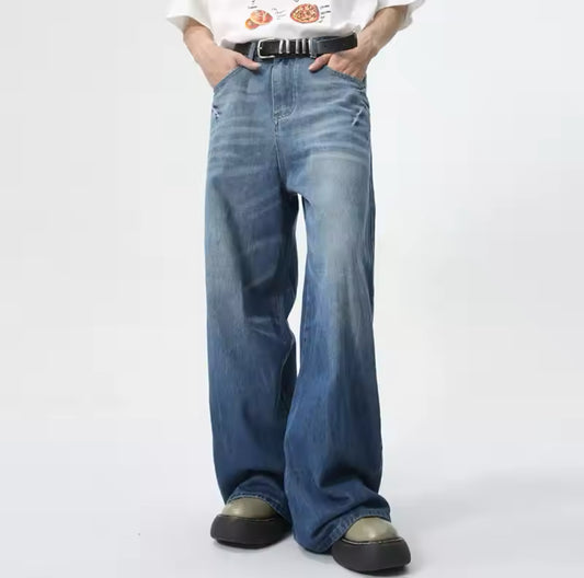 Blue Faded Baggy Jeans - Kore Clothing