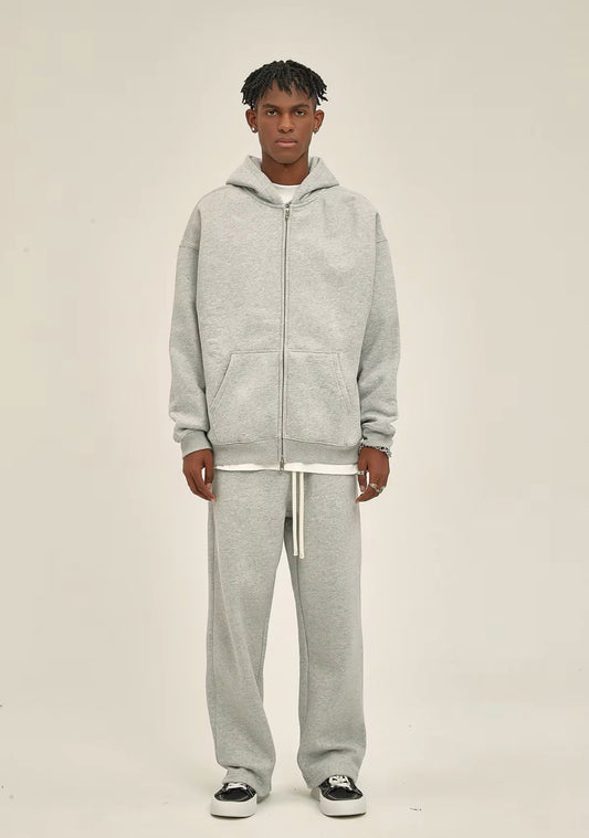 Heather Gray Double Zip Up Hoodie - Kore Clothing