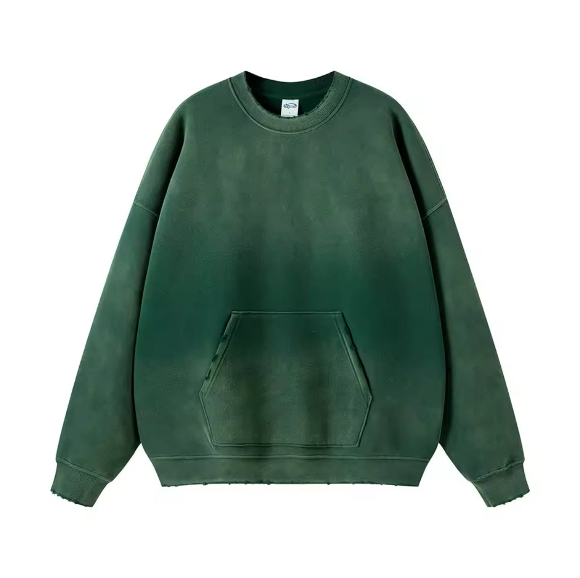 Faded Dark Green Crewneck Sweatshirt W/ Pocket - Kore Clothing