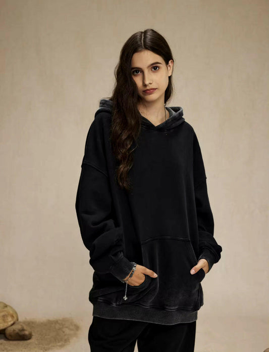 Black Reverse Wash Hoodie