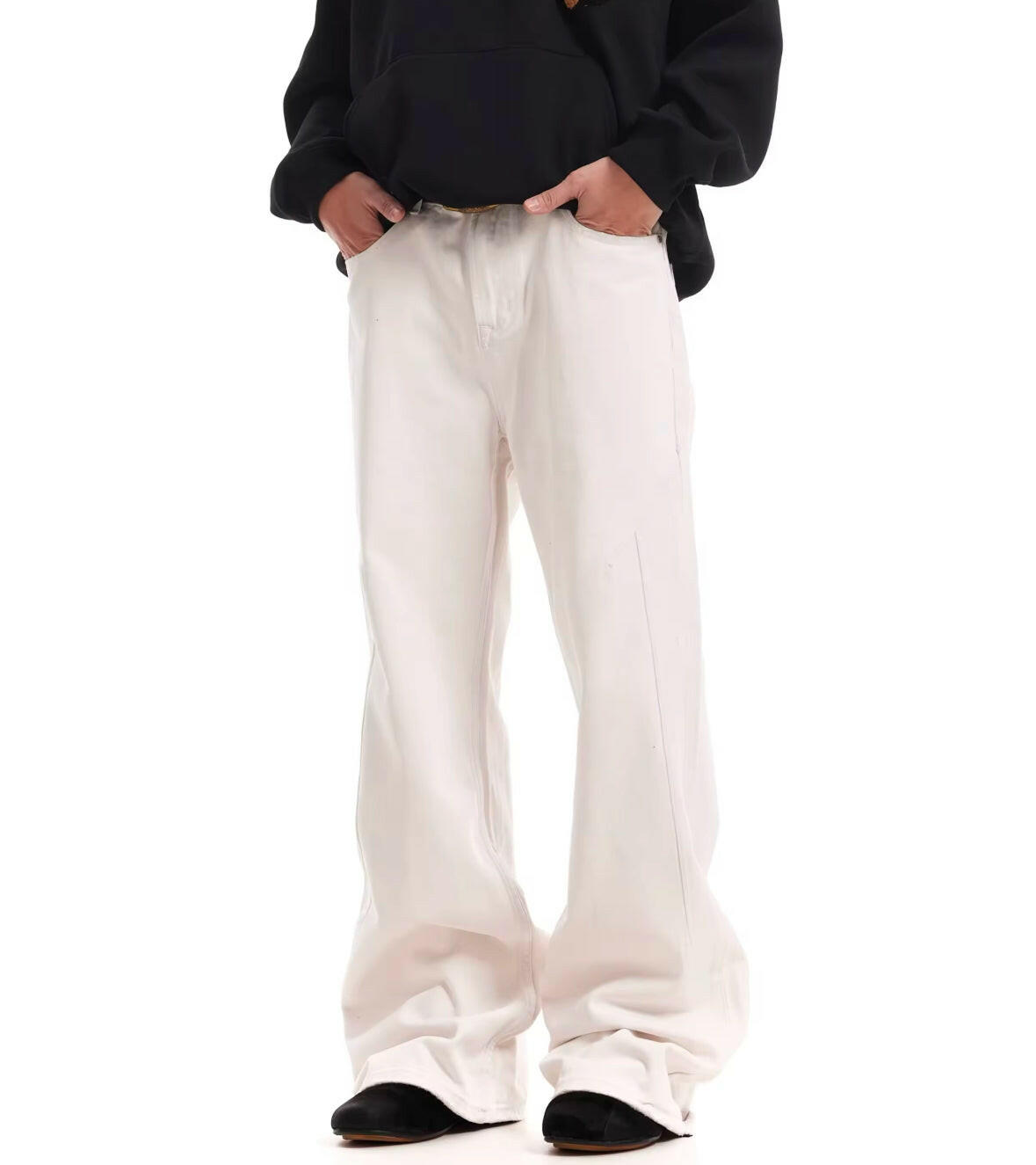 White Flare Baggy Jeans
