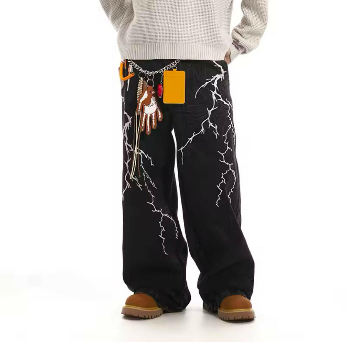 Black Lightning Baggy Jeans