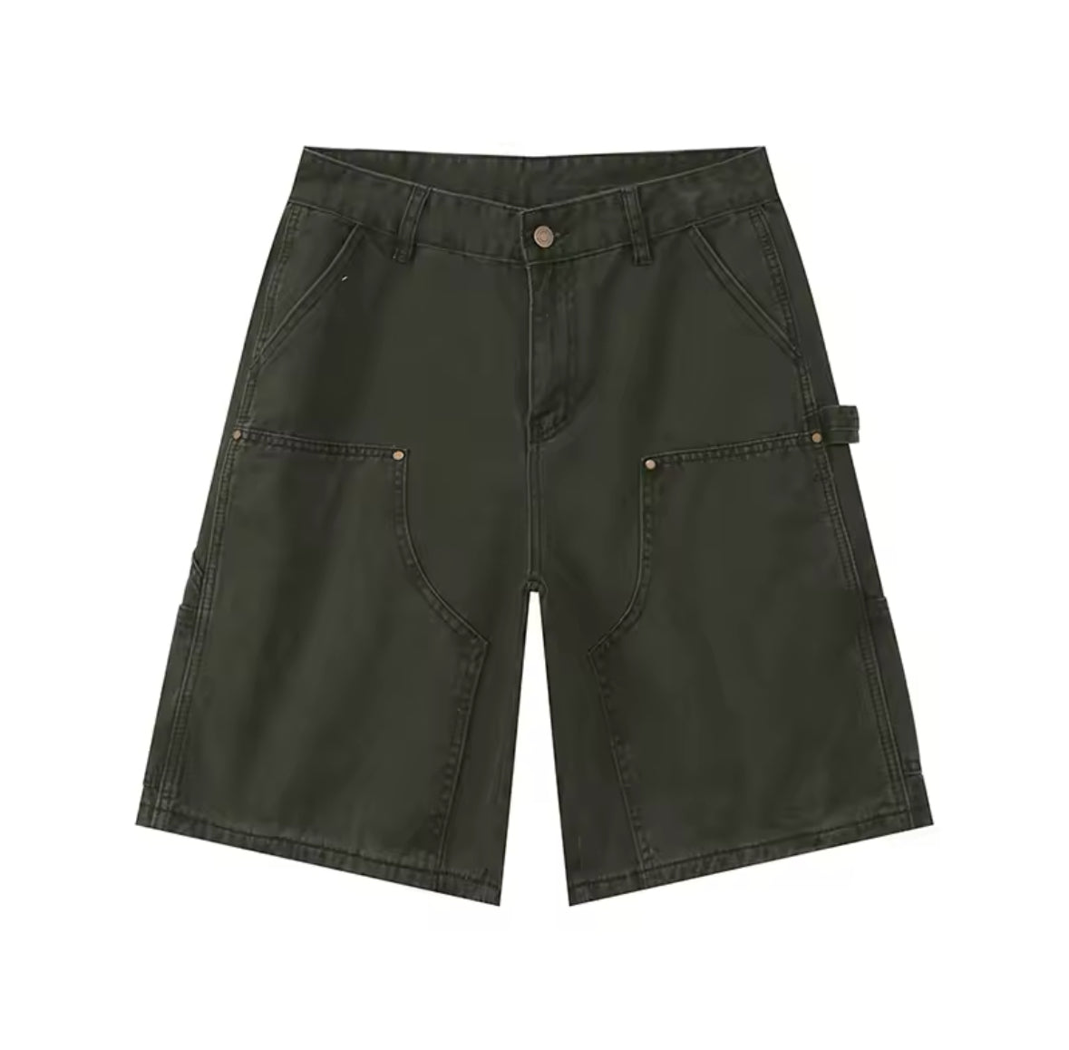 Army Green Double Knee Baggy Jorts