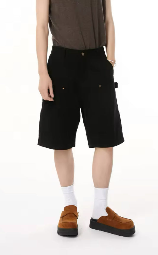 Black Double Knee Baggy Jorts