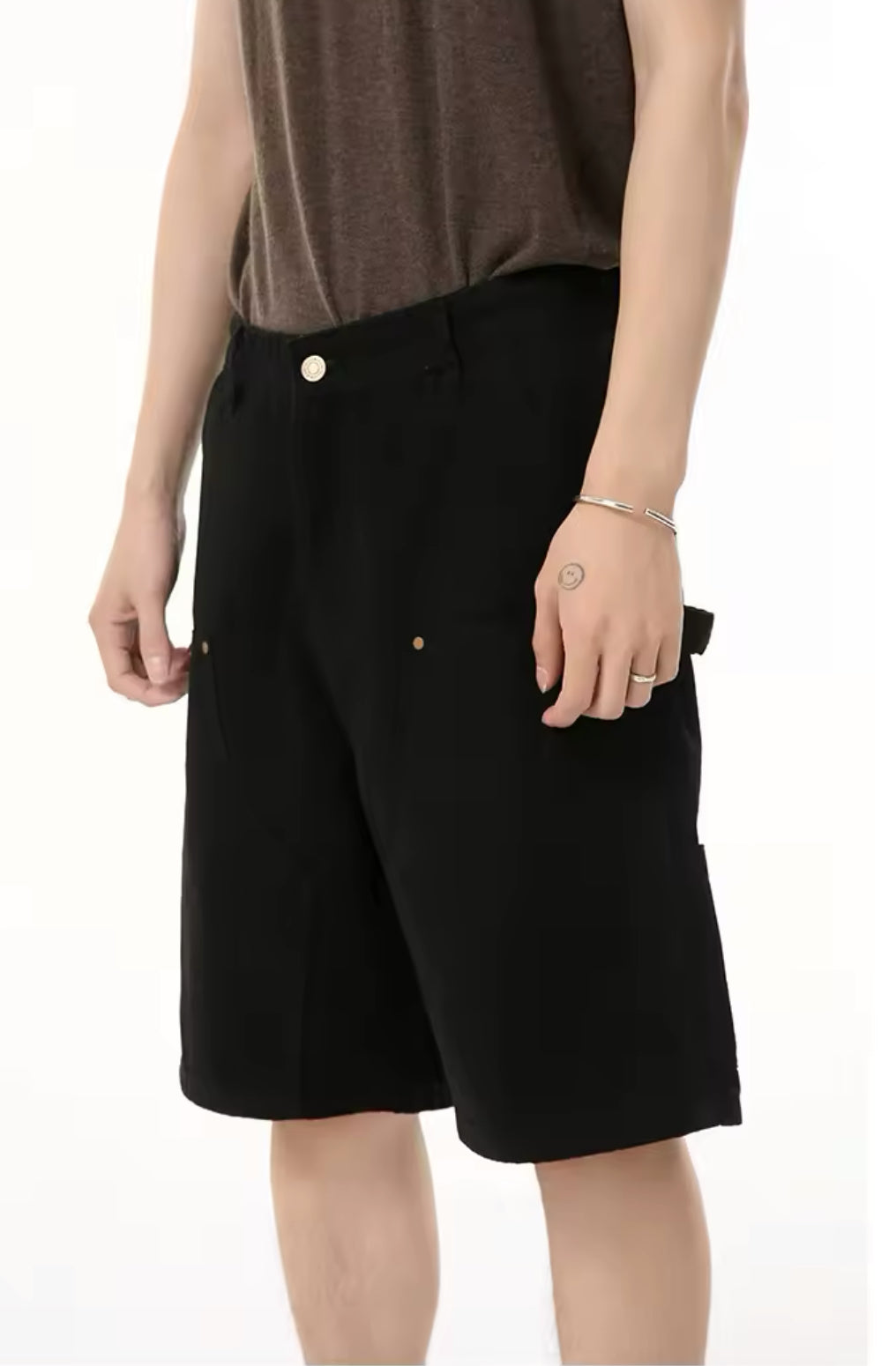 Black Double Knee Baggy Jorts