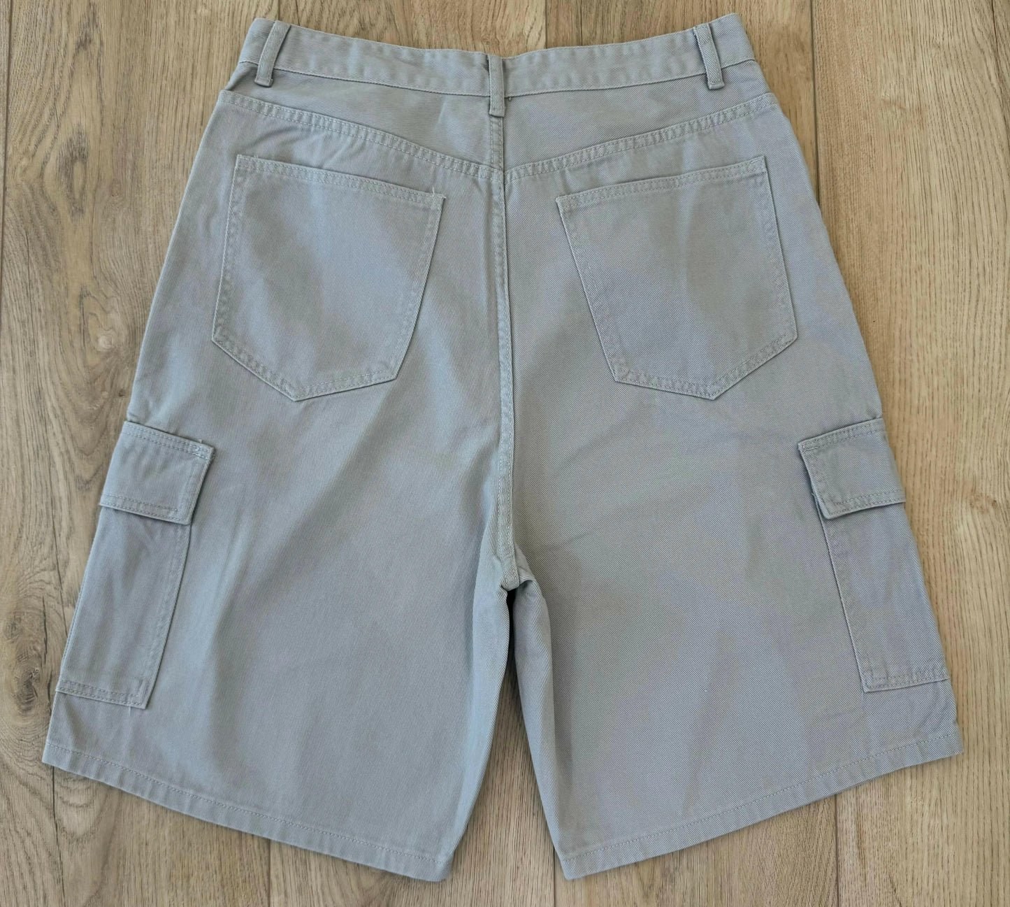 Light Gray Baggy Long Cargo Jorts Kore Clothing