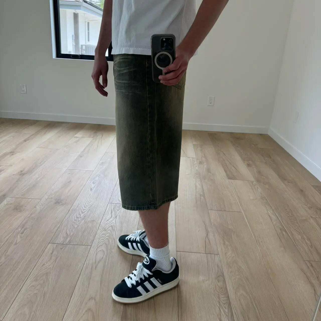 Light Green Desert Wash Baggy Jorts (Long Version) Kore Clothing