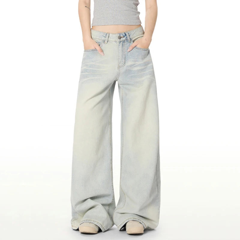 Whiskered Light Blue Washed Jeans