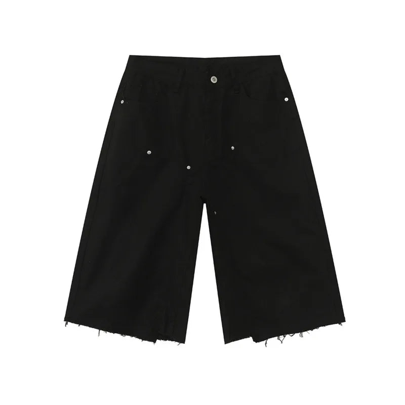 Raw Edge Double Knee Baggy Long Jorts
