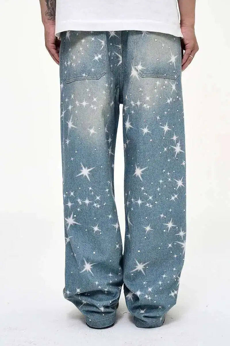 Star & Rhinestone Baggy Jeans