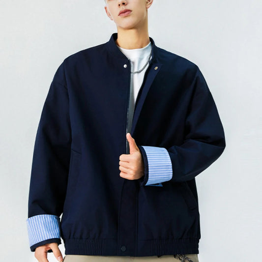 Plaid Zip Up Jacket w/ Detachable Collar