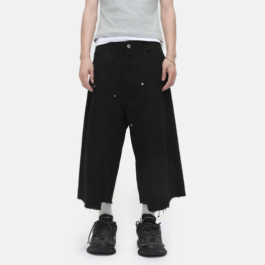 Raw Edge Double Knee Baggy Long Jorts