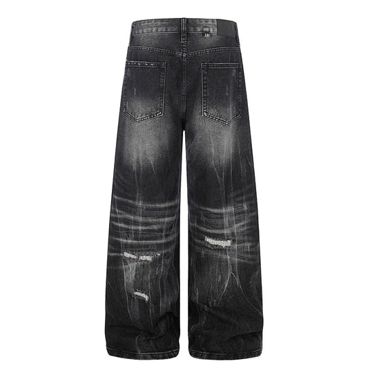 Black Washed & Distressed Baggy Jeans