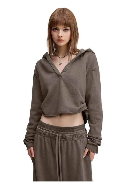 Womens V-Neck Pullover Hoodie