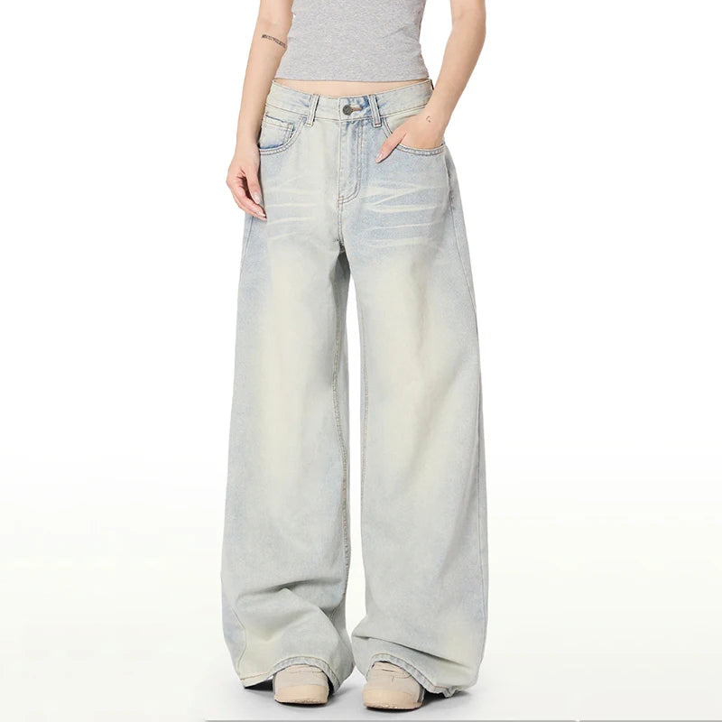 Whiskered Light Blue Washed Jeans
