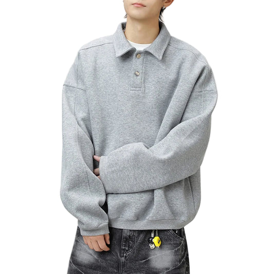 Quarter Button Collared Sweatshirt