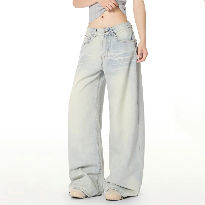 Whiskered Light Blue Washed Jeans
