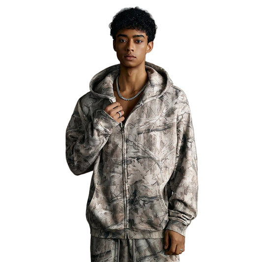 Light Camo Double Zip Up Hoodie