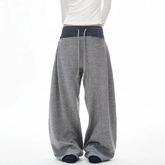 Plaid To Gray Baggy Sweatpants