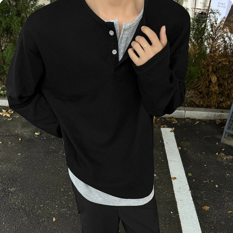 Double Layered V-Neck Long Sleeve