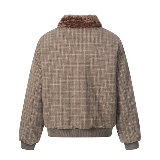 Plaid Jacket w/ Fur-Lined Collar