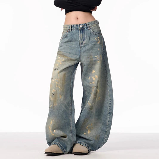 Blue Desert Wash Painted Baggy Jeans