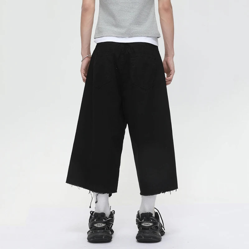 Raw Edge Double Knee Baggy Long Jorts