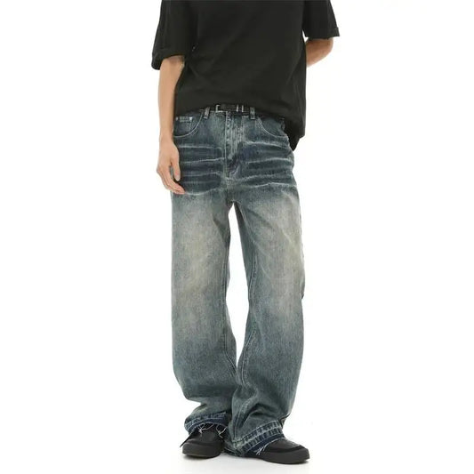 Deep Blue Whiskered Boot Cut Denim