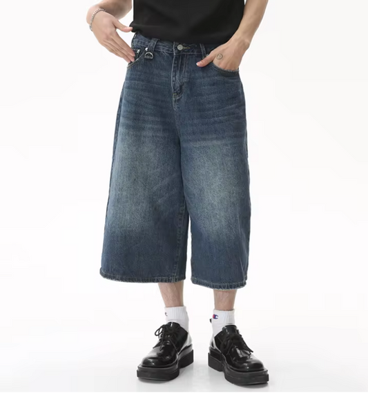 Faded Navy Baggy Long Jorts - Kore Clothing