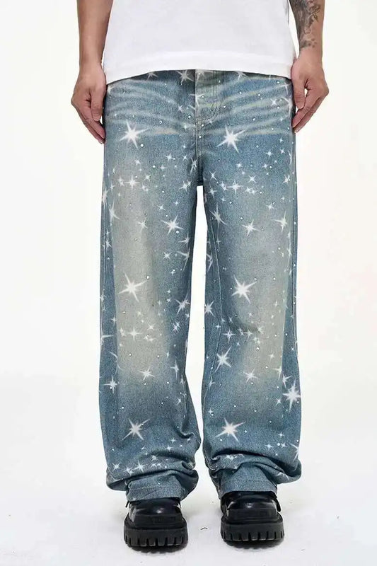 Star & Rhinestone Baggy Jeans
