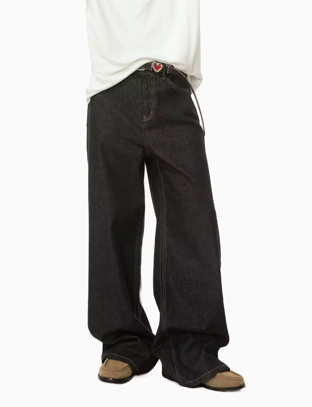 Black Raw Denim Baggy Jeans