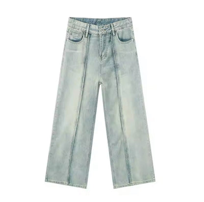 Light Blue Embroidered Baggy Jeans - Kore Clothing