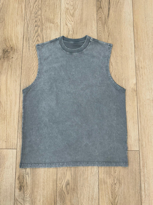 Faded Gray Cut Off T-Shirt - Kore Clothing
