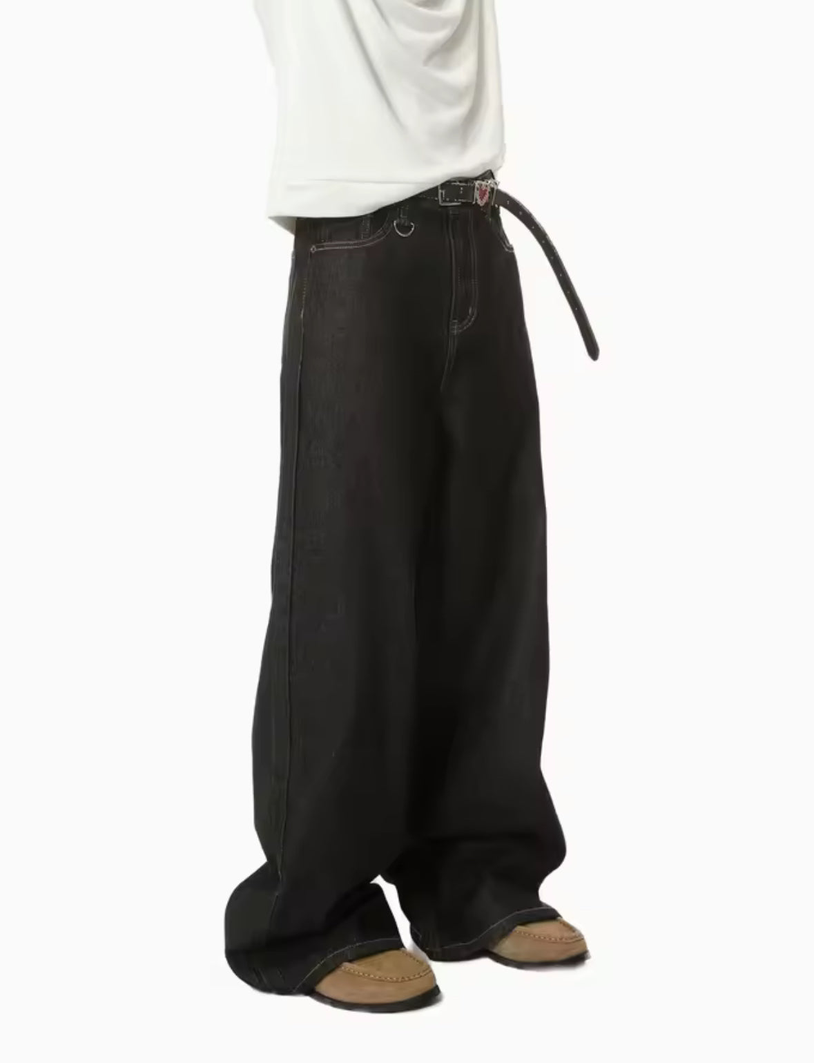 Black Raw Denim Baggy Jeans