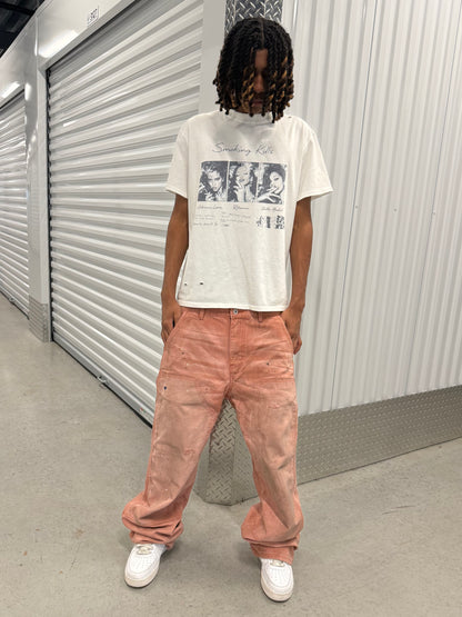Pink Distressed Double Knee Baggy Jeans