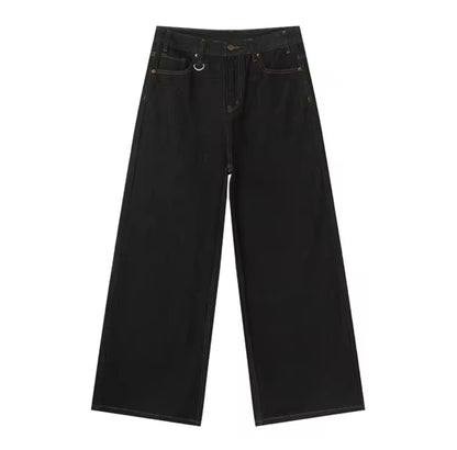 Black Raw Denim Baggy Jeans