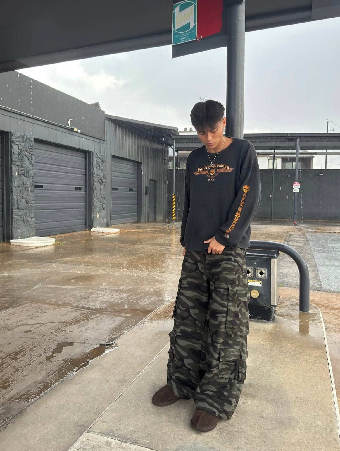 Dark Camo Baggy Cargo Pants