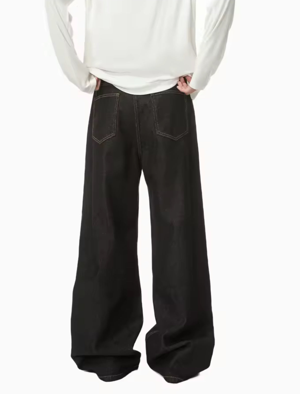 Black Raw Denim Baggy Jeans