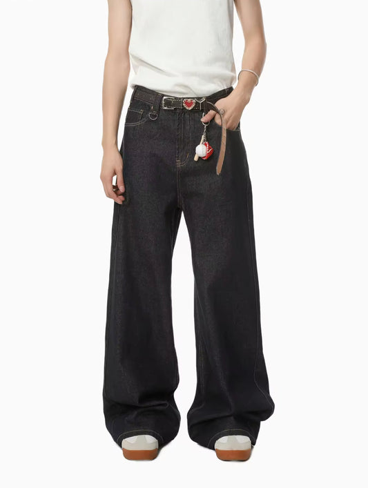 Indigo Raw Denim Baggy Jeans