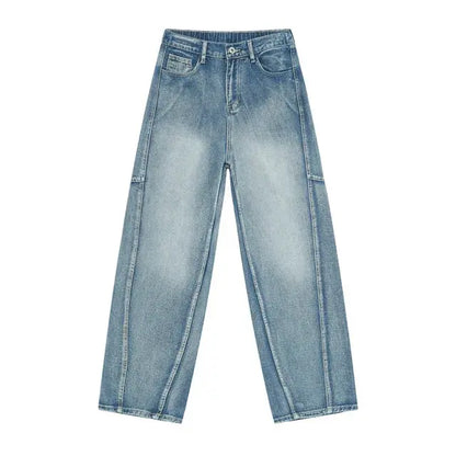 Blue Embroidered Baggy Jeans Kore Clothing