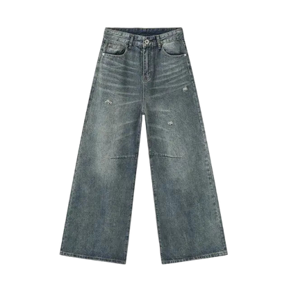 Blue-Gray Distressed Baggy Jeans Kore Clothing