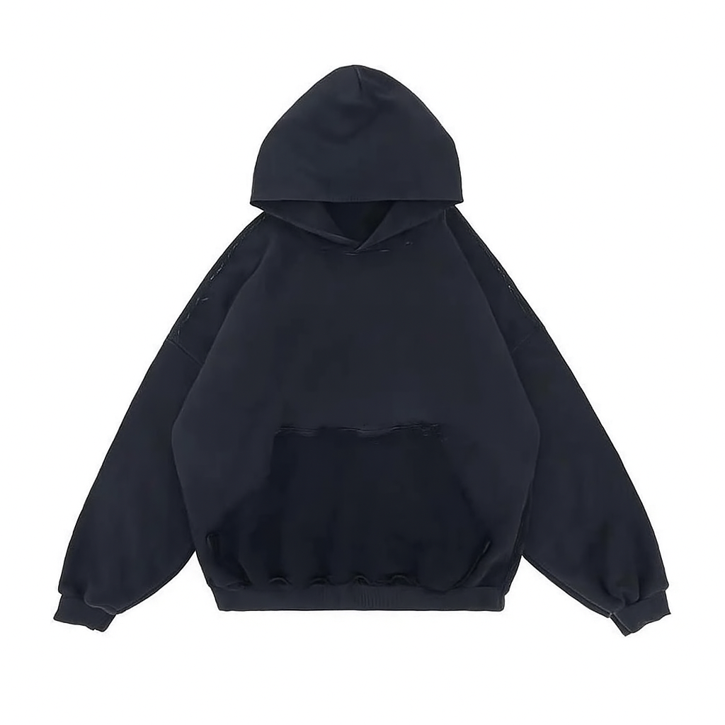 Gray Ripped Pocket Hoodie