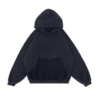 Gray Ripped Pocket Hoodie