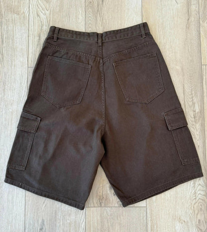 Chocolate Brown Baggy Long Cargo Jorts Kore Clothing