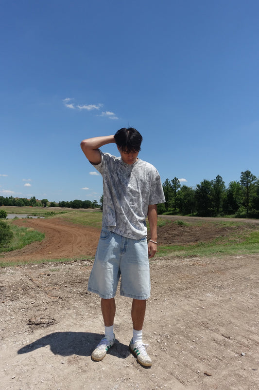 Faded Light Blue Baggy Jorts